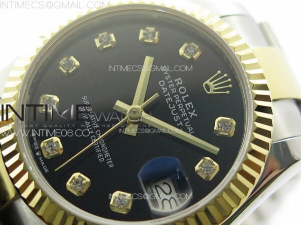 DateJust 31mm 178271 SS/YG APSF Best Edition Black Dial Crystal Markers on Oyster Bracelet A2824 - Image 4