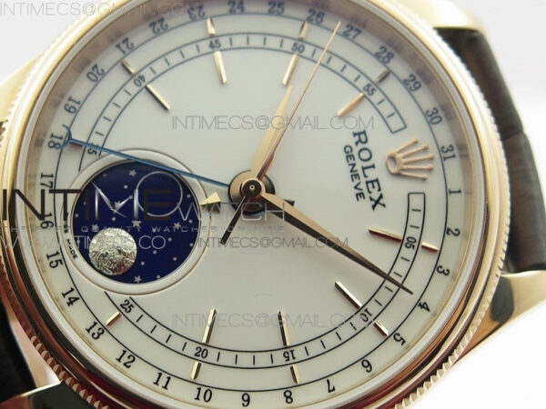 Cellini 50535 Moonphase RG GMF Best Edition White Dial on Brown Leather Strap A3195 - Image 4