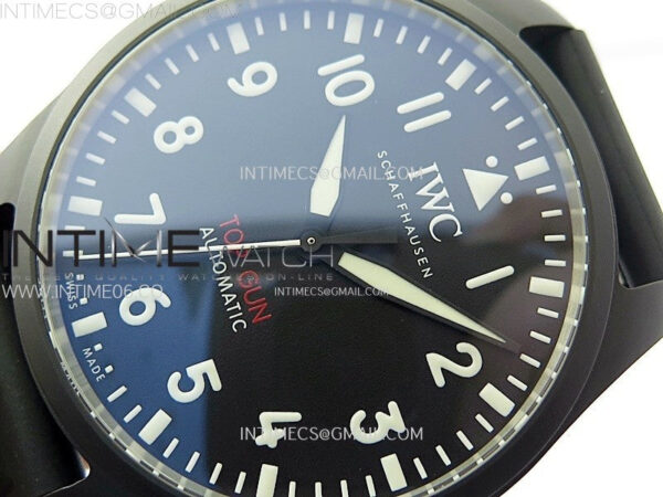 Big Pilot IW329801 Real Ceramic M+F 1:1 Best Edition Black Dial on Black Rubber Strap SEIKO 8N-24 - Image 4