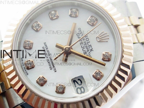 Datejust 28mm 279173 SS/RG BP Best Edition White MOP Crystal Markers Dial on SS/RG Jubilee Bracelet ETA2671 - Image 4