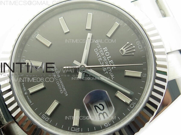 DateJust 41 126334 Clean 1:1 Best Edition 904L Steel Gray Stick Dial on Oyster Bracelet VR3235 - Image 4