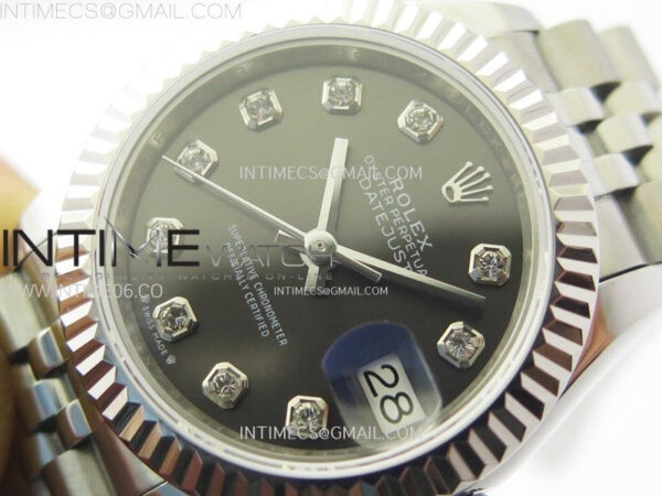 Datejust 28mm 279179 SS APSF Best Edition Gray Dial Crystals Markers on SS Jubilee Bracelet NH05 - Image 4