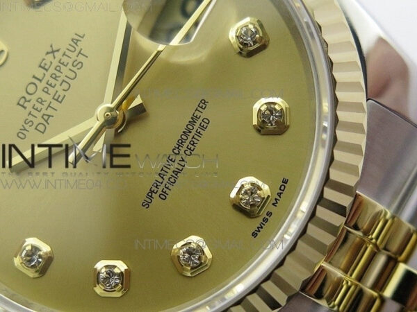 DateJust 36 SS/YG 116233 ARF 1:1 Best Edition 904L Steel Gold Dial Diamonds Markers on Jubilee Bracelet SH3135 V2 - Image 4