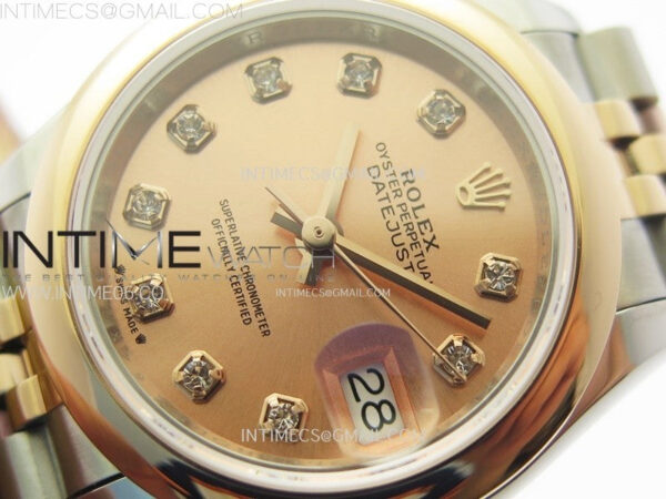Datejust 28mm 279171 Smooth Bezel SS/RG APSF Best Edition RG Dial Crystals Markers on SS Jubilee Bracelet NH05 - Image 4