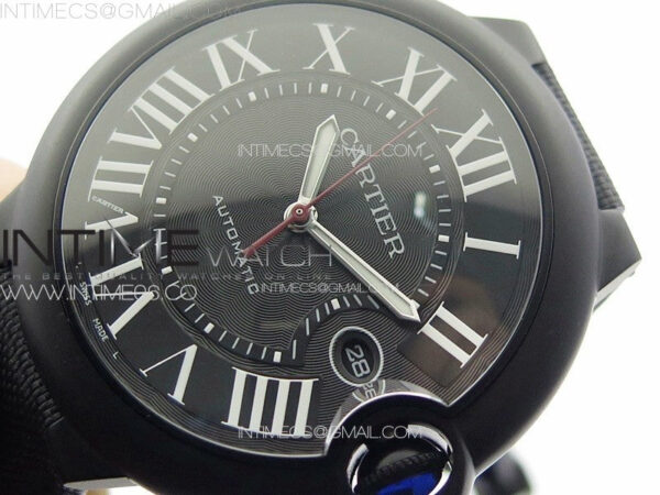 Ballon Bleu 42mm DLC K3F 1:1 Best Edition Black Texture Dial on Black Leather Strap A2824 - Image 4