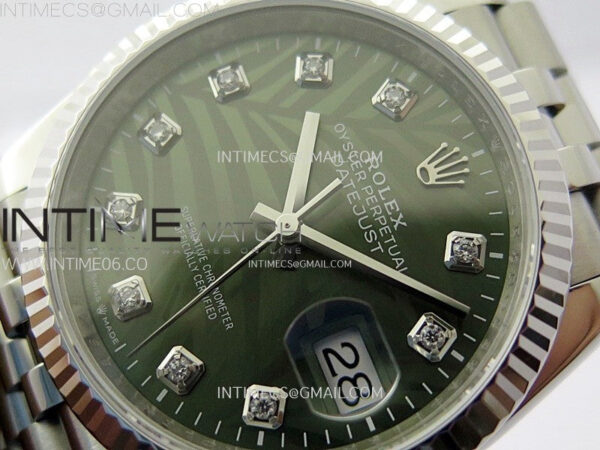 DateJust 36 SS 126234 VSF 1:1 Best Edition 904L Steel Green Leaf Dial Diamonds Markers on Jubilee Bracelet VS3235 - Image 2