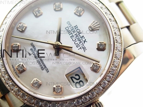 Datejust 31mm 278275 RG Dia Bezel BP Best Edition White MOP Crystal Markers Dial on RG President Bracelet - Image 3