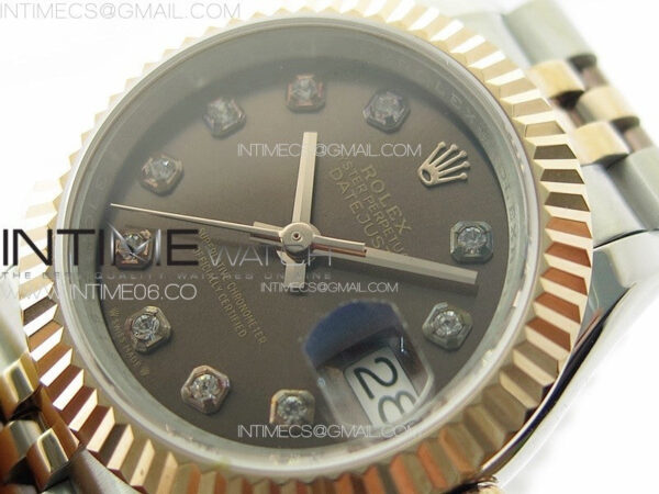 Datejust 28mm 279179 SS/RG APSF Best Edition Brown Dial Crystals Markers on SS/RG Jubilee Bracelet NH05 - Image 4