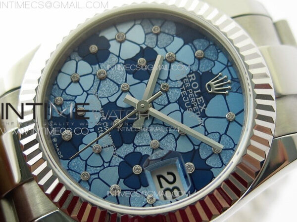 DateJust 31mm 278274 904L SS GMF Best Edition Blue Flowers Crystals Dial on 904L Oyster Bracelet A2824 - Image 4