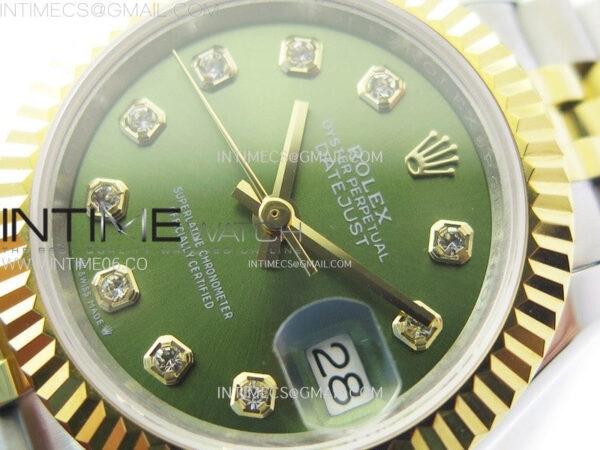 Datejust 28mm 279173 SS/YG APSF Best Edition Green Dial Crystals Markers on Jubilee Bracelet NH05 - Image 4