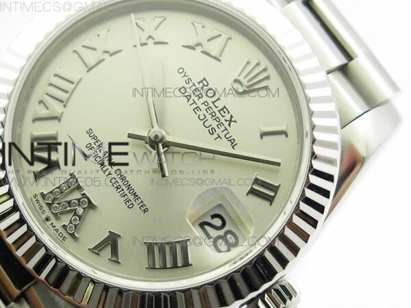 Datejust 31mm 278275 SS BP Best Edition Silver Roman Markers Dial(@6 Crystal Makrer) on SS President Bracelet - Image 4