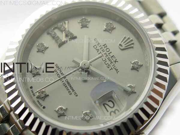 Datejust 28mm 279179 SS APSF Best Edition Silver Dial Stars Crystals Markers on SS Jubilee Bracelet NH05 - Image 4