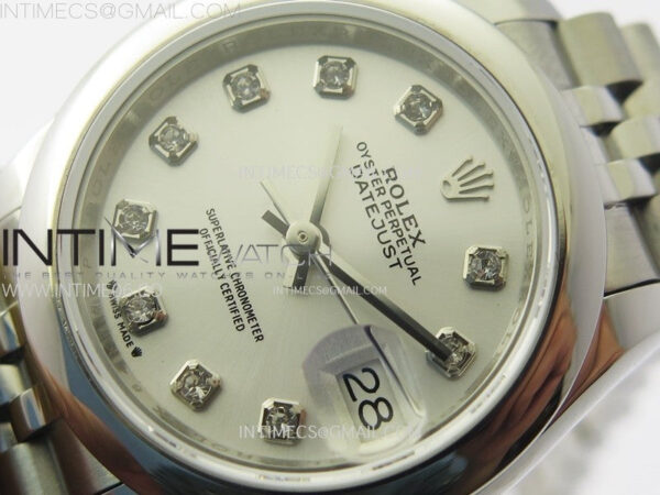 Datejust 28mm 279166 Smooth Bezel SS APSF Best Edition White MOP Dial Crystals Markers on SS Jubilee Bracelet NH05 - Image 4