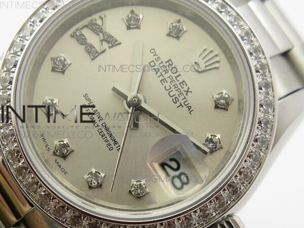 DateJust 28mm SS Diamond Bezel BP Best Edition Silver Dial on SS Bracelet ETA2671 - Image 3