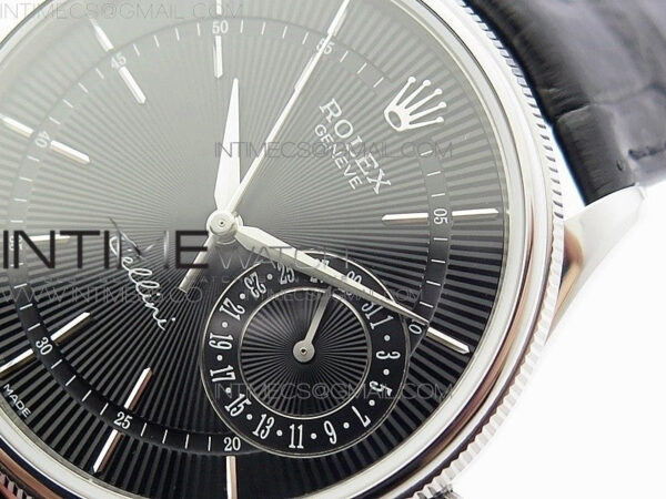 Cellini 50519 Real Date SS BP Best Edition Black Dial Sticks Markers on Black Leather Strap SA3165 - Image 4