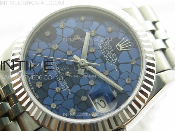 DateJust 31mm 72610 SS APSF Best Edition Blue Flowers Crystals Dial on Jubilee Bracelet A2824 - Image 4