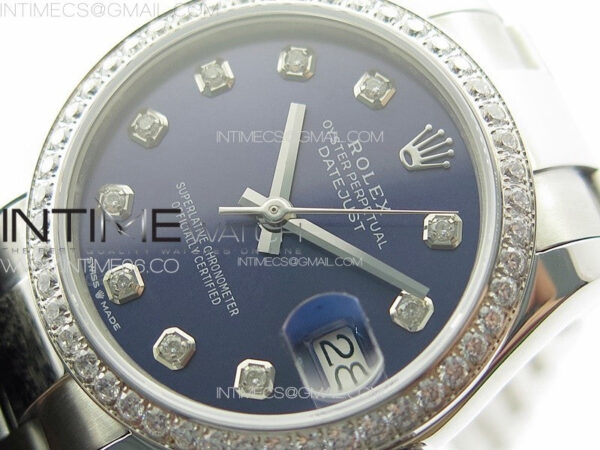 DateJust 31mm 178271 SS Crystal Bezel APSF Best Edition Blue Dial Crystal Markers on Oyster Bracelet A2824 - Image 4