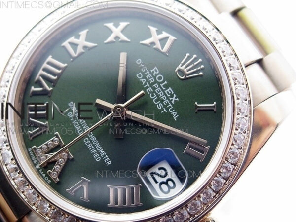 Datejust 31mm 278275 RG Dia Bezel BP Best Edition Green Roman Markers Dial @6 Dia on RG President Bracelet - Image 4