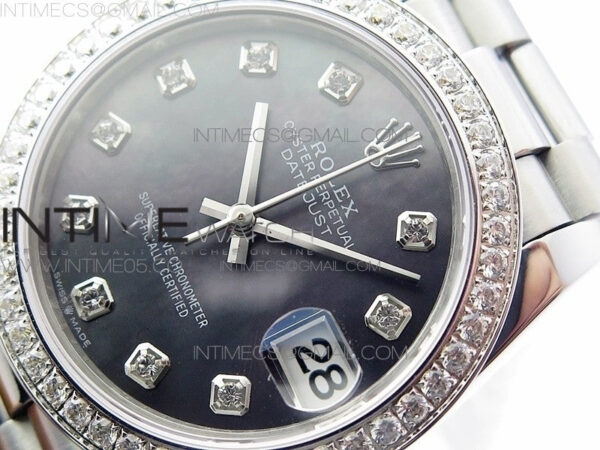 Datejust 31mm 278275 SS Crystal bezel BP Best Edition Gray MOP Dial(@6 Crystal Marker) on SS President Bracelet - Image 4