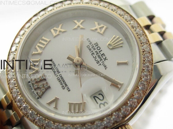 Datejust 28mm 279179 SS/RG APSF Best Edition White Dial Roman Markers on SS/RG Jubilee Bracelet NH05 - Image 4