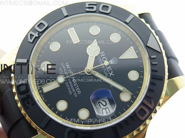 Yacht-Master 126655 YG 3EF 1:1 Best Edition 3D Black Ceramic Bezel on Black Rubber Strap VR3235 - Image 4