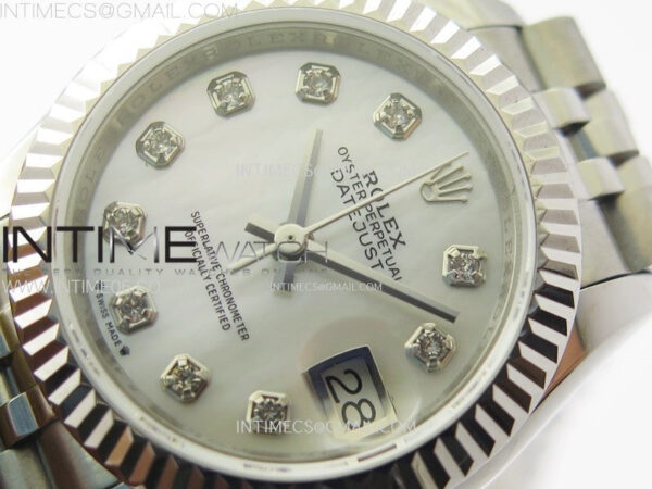 Datejust 28mm 279179 SS APSF Best Edition White MOP Dial Crystals Markers on SS Jubilee Bracelet NH05 - Image 4