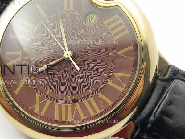 Ballon Bleu 42mm RG K3F 1:1 Best Edition Brown Texture Dial on Brown Leather Strap A2824 - Image 4
