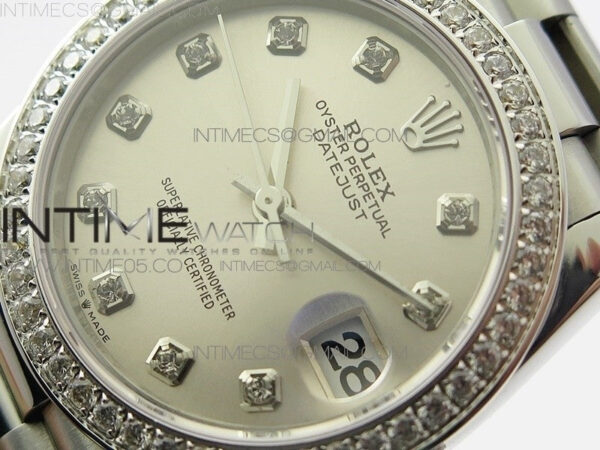 Datejust 31mm 278275 SS Crystal bezel BP Best Edition Silver Dial(@6 Crystal Marker) on SS President Bracelet - Image 4