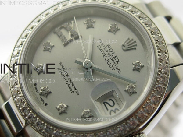 Datejust 28mm 279179 SS/Crystals APSF Best Edition Silver Dial Stars Crystals Markers on SS President Bracelet NH05 - Image 4