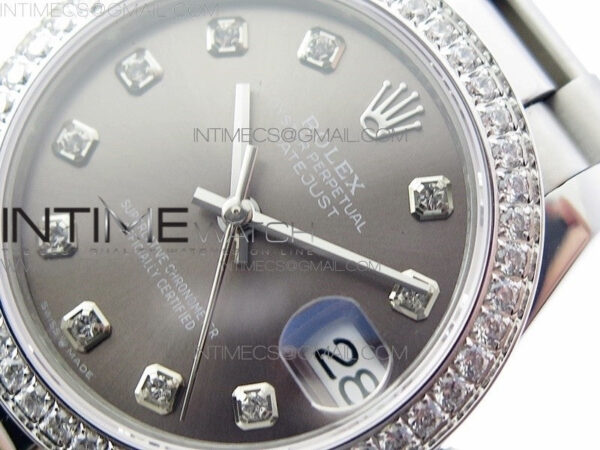 Datejust 31mm 278275 SS Crystal bezel BP Best Edition Gray Dial(@6 Crystal Marker) on SS President Bracelet - Image 4