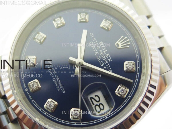 DateJust 36 SS 126234 VSF 1:1 Best Edition 904L Steel Blue Dial Diamonds Markers on Jubilee Bracelet VS3235 - Image 5