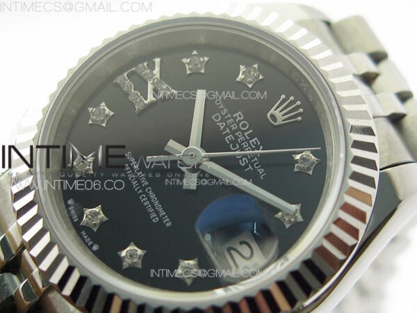 Datejust 28mm 279179 SS APSF Best Edition Black Dial Stars Crystals Markers on SS Jubilee Bracelet NH05 - Image 4