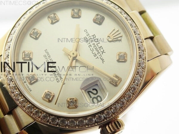Datejust 31mm 278275 RG Dia Bezel BP Best Edition Silver Crystal Markers Dial on RG President Bracelet - Image 4