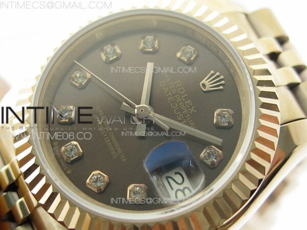 Datejust 28mm 279179 RG APSF Best Edition Brown Dial Crystals Markers on SS Jubilee Bracelet NH05 - Image 5