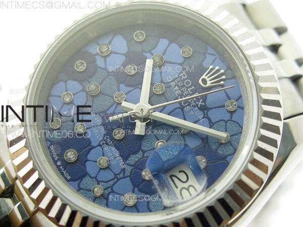 Datejust 28mm 279179 SS APSF Best Edition Blue Flowers Dial on SS Jubilee Bracelet NH05 - Image 4