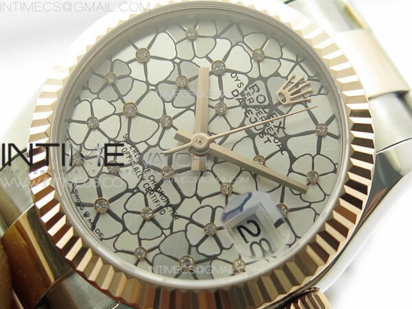 DateJust 31mm 72610 SS/RG APSF Best Edition Blue Flowers Crystals Dial on Oyster Bracelet A2824 - Image 4