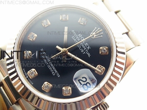 Datejust 31mm 278275 RG BP Best Edition Black Crystal Markers Dial on RG President Bracelet - Image 4