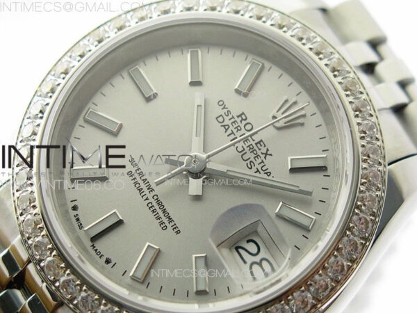 Datejust 28mm 279179 SS/Crystals APSF Best Edition Silver Dial Sticks Markers on SS Jubilee Bracelet NH05 - Image 4