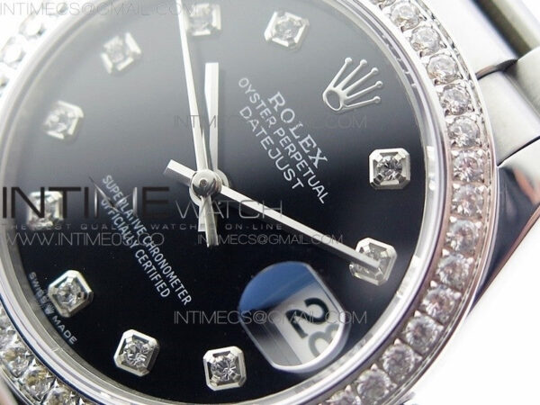 Datejust 31mm 278275 SS Crystal bezel BP Best Edition Black Dial(@6 Crystal Marker) on RG President Bracelet - Image 4