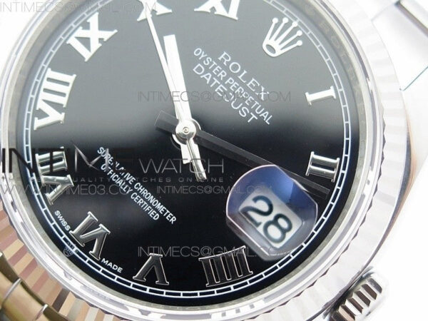 DateJust 36 116234 SS V2 904L ARF 1:1 Best Edition Black Dial Roman Markers on 904L SS Jubilee Bracelet SH3135 - Image 4