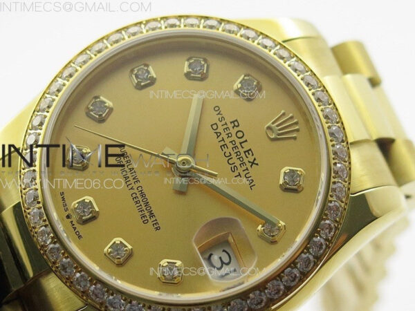 DateJust 31mm 178271 YG APSF Best Edition YG Dial Crystal Markers on President Bracelet A2824 - Image 3