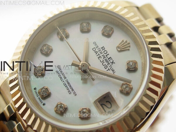Datejust 28mm 279179 RG APSF Best Edition White MOP Dial Crystals Markers on SS Jubilee Bracelet NH05 - Image 4