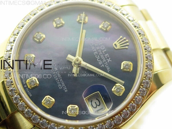 DateJust 31mm 178271 YG APSF Best Edition Blue MOP Dial Crystal Markers on President Bracelet A2824 - Image 4
