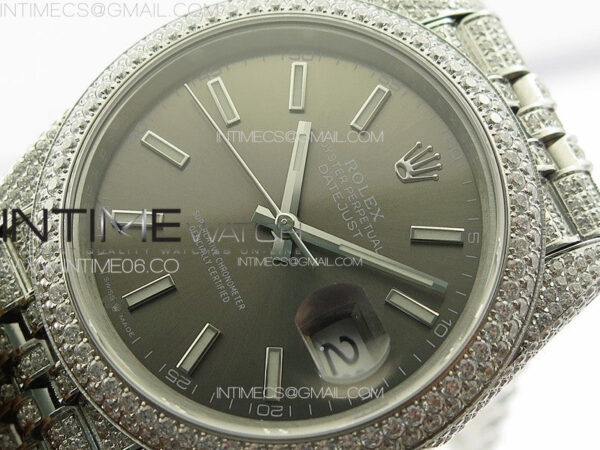 DateJust 41 126334 Full Paved Diamonds BP Best Edition Rhodium Dial Stick Markers on Jubilee Bracelet A2824 - Image 4