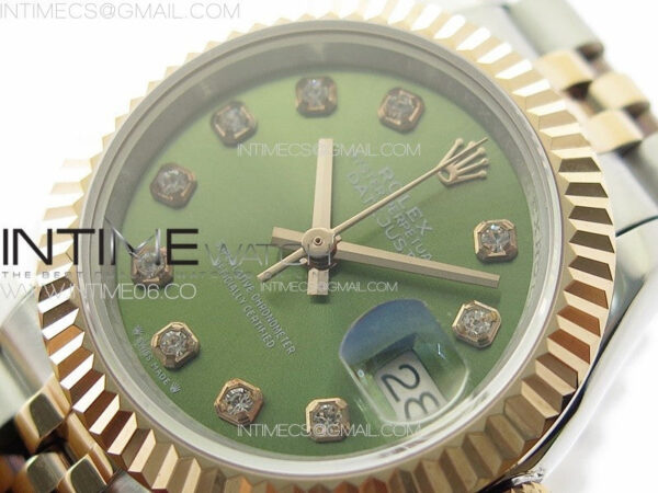 Datejust 28mm 279179 SS/RG APSF Best Edition Green Dial Crystals Markers on SS/RG Jubilee Bracelet NH05 - Image 4