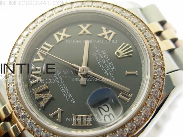 Datejust 28mm 279179 SS/RG APSF Best Edition Gray Dial Roman Markers on SS/RG Jubilee Bracelet NH05 - Image 4