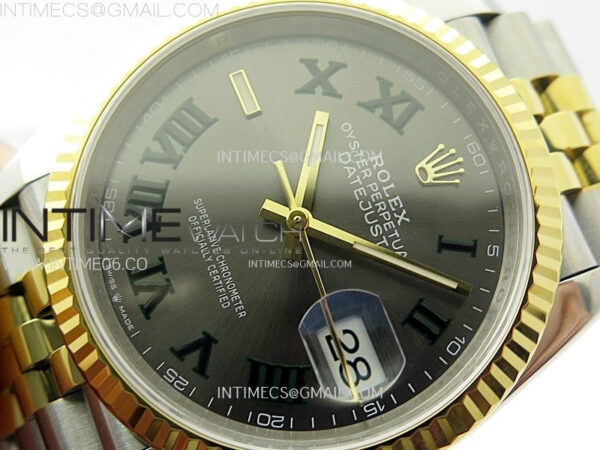 DateJust 36 SS 126233 904L SS/YG VSF 1:1 Best Edition Gray Dial Green Roman Markers on Jubilee Bracelet VS3235 - Image 4