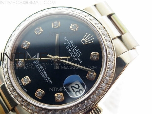 Datejust 31mm 278275 RG Dia Bezel BP Best Edition Black Crystal Markers Dial on RG President Bracelet - Image 4