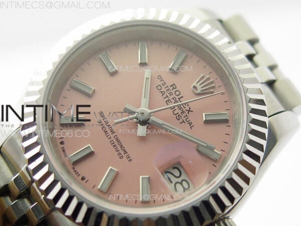 Datejust 28mm 279179 SS APSF Best Edition Pink Dial Sticks Markers on SS Jubilee Bracelet NH05 - Image 4