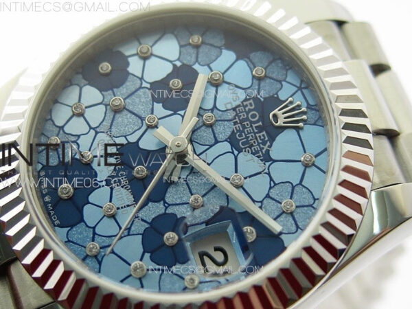 DateJust 31mm 278274 904L SS GMF Best Edition Blue Flowers Crystals Dial on 904L President Bracelet A2824 - Image 4